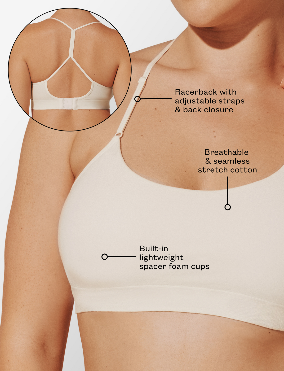 Seamless Stretch Cotton Wireless Bralette Sel de mer Braelia - vue 6