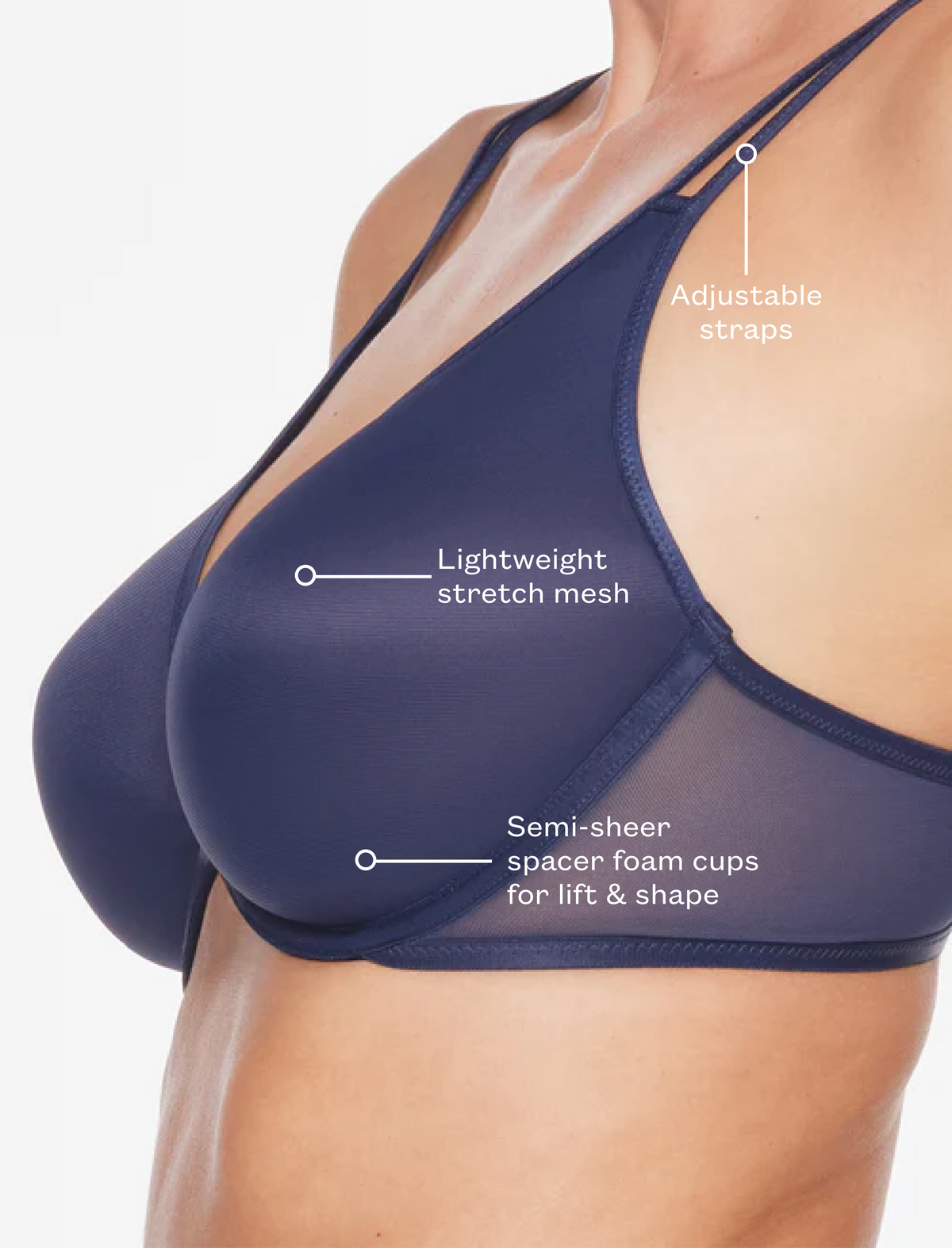 Bare Mesh Plunge Bra Indigo Braelia - vue 5