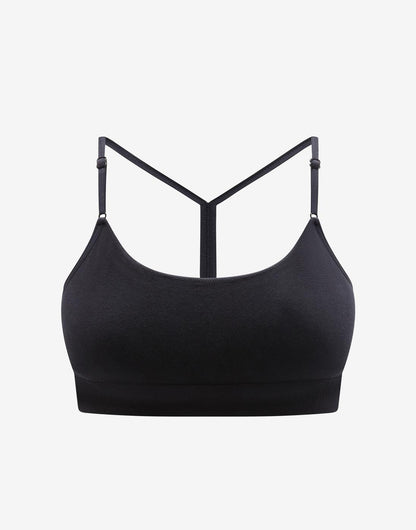 Seamless Stretch Cotton Wireless Bralette Noir Braelia - vue 1