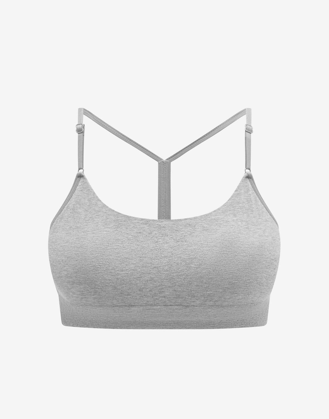 Seamless Stretch Cotton Wireless Bralette Gris chiné Braelia - vue 1