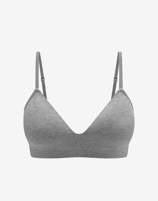 Seamless Stretch Cotton Wireless Bra Gris chiné Braelia - vue 1