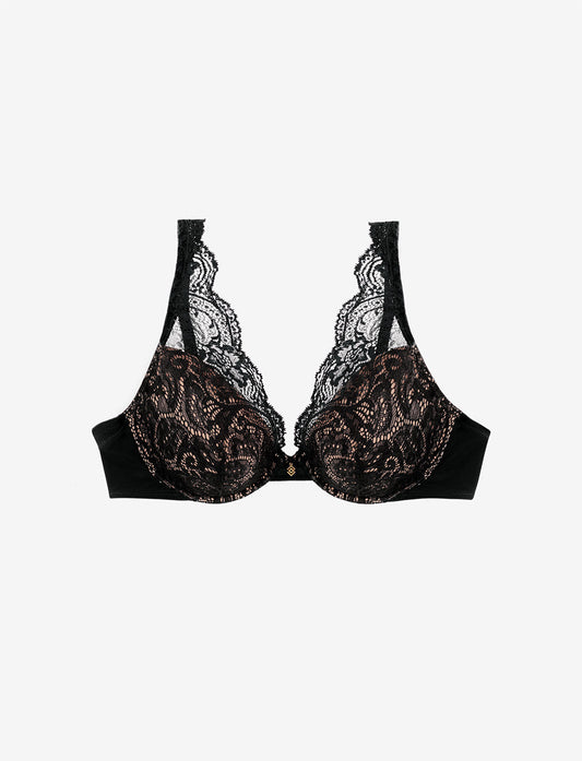 Lace Contour Plunge Bra Noir Braelia - vue 1