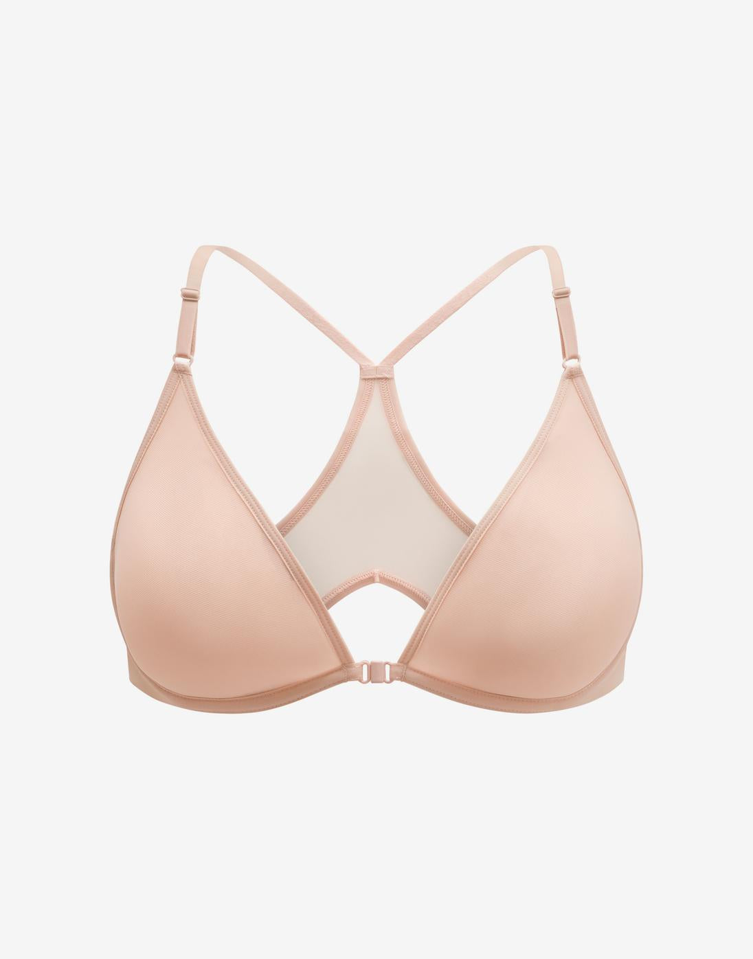 Bare Mesh Front Close Racerback Bra Rose poudré Braelia - vue 1