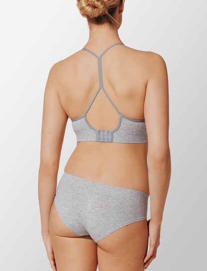 Seamless Stretch Cotton Wireless Bralette Gris chiné Braelia - vue 4