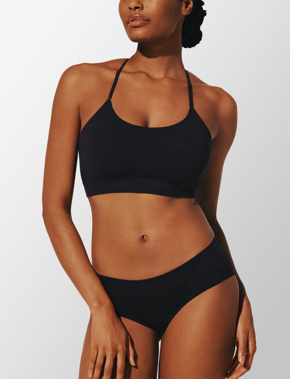 Seamless Stretch Cotton Wireless Bralette Noir Braelia - vue 2