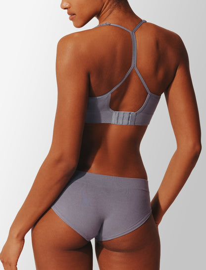 Seamless Stretch Cotton Wireless Bralette Bleu granit Braelia - vue 4