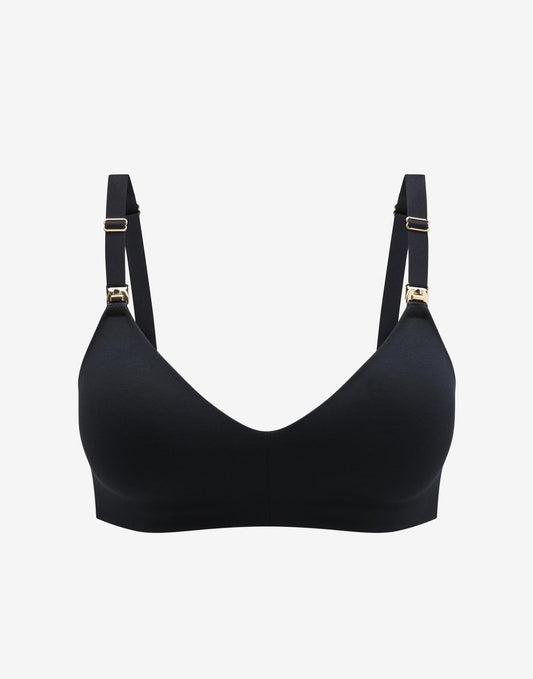 Organic Cloud Cotton Wireless Nursing Bra Noir Braelia - vue 1