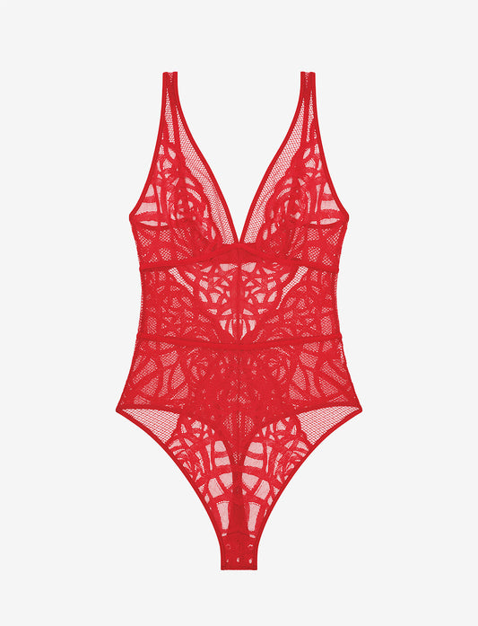 Rose Lace Unlined Bodysuit Rouge Braelia - vue 1