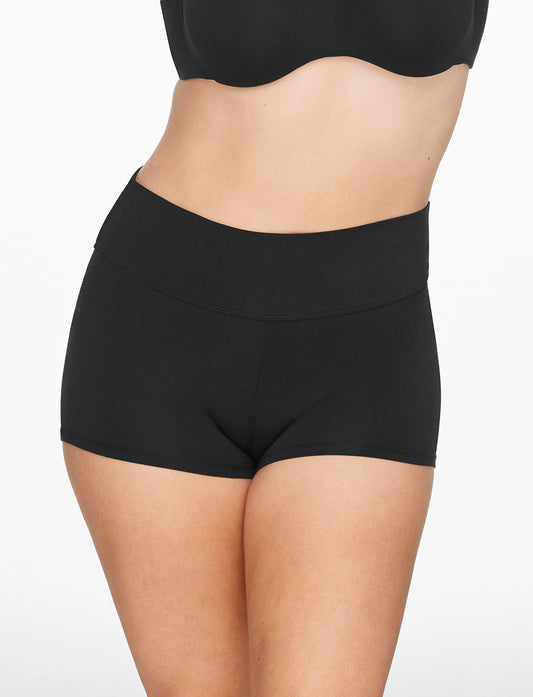 Organic Cloud Cotton High Rise Shorts Noir Braelia - vue 1